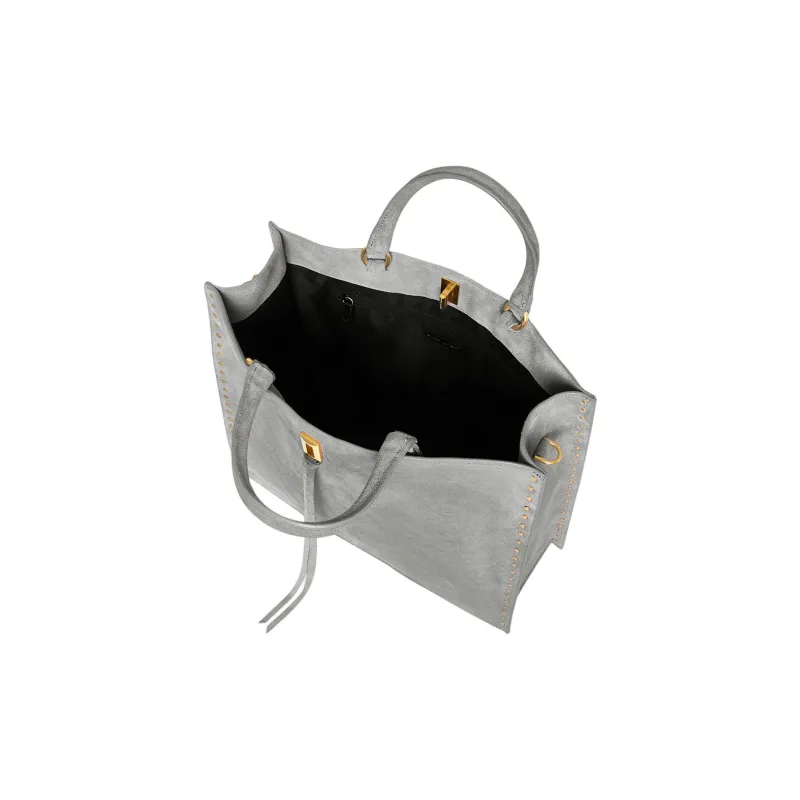 REBECCA MINKOFF Suede Leather Tote Bag Shopping Bag Shoulder Bag Crossbody Bag Handbag Women's Gray-2