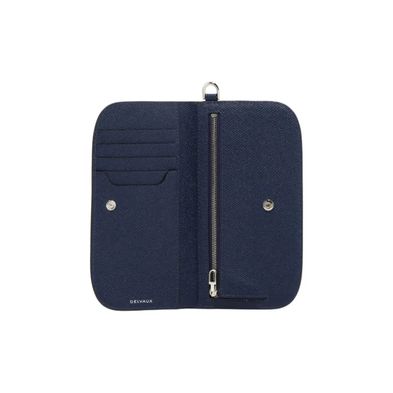 Delvau Alpina Calf Grain Calfskin Wallet Women's Blue-2