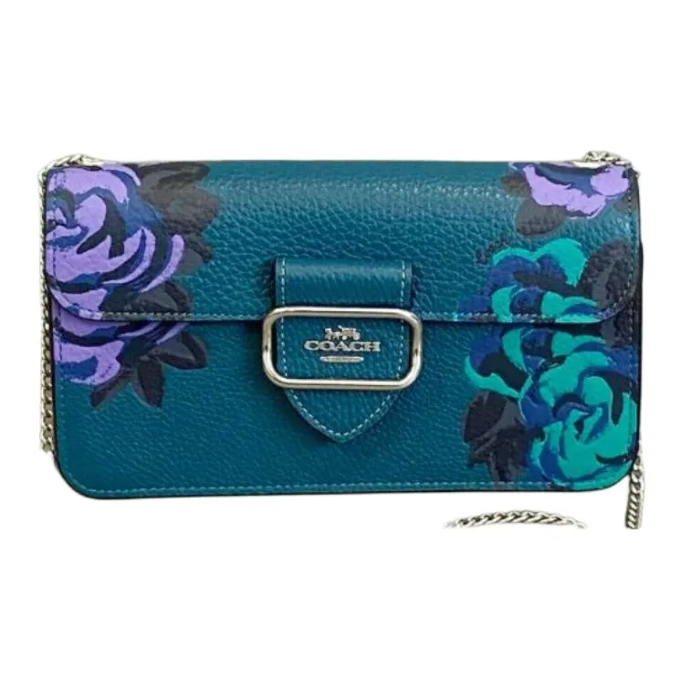 COACH Morgan Cow Leather Clutches Shoulder Bag Crossbody Bag Small Size Women's Deep Turquoise-1