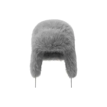SMFK Faux Fur Fabric Hot Girl Trapper Hat Unisex Gray