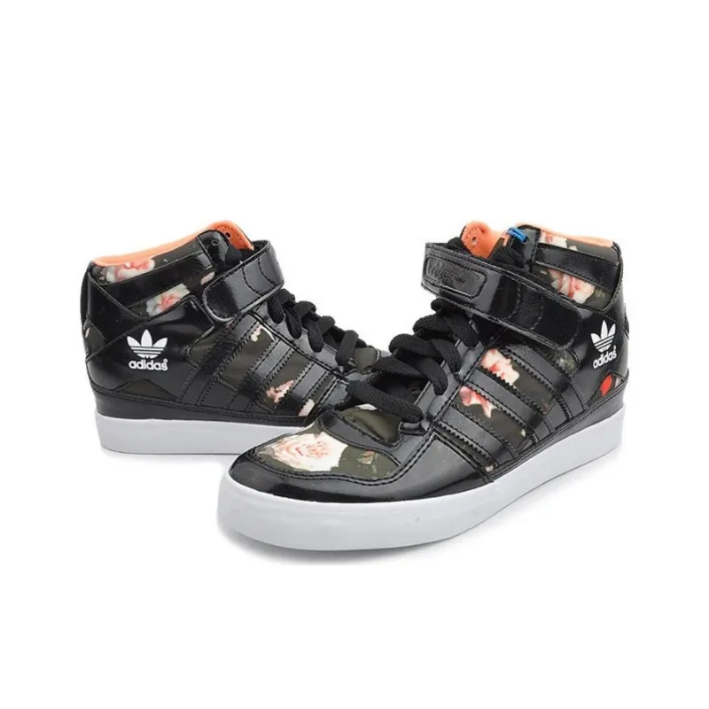 Adidas Originals FORUM Anti Slip Wear Resistant Mid Top Skateboard Shoes Women's Black-1