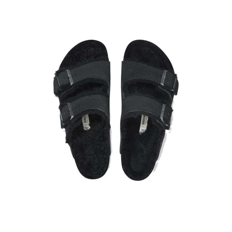 Birkenstock Arizona Shearling EVA Slip Resistant Slide Slippers Unisex Black-4