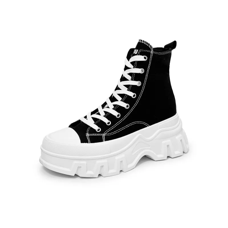 SLNU 3 Coverage Balance Abrasion Resistant Lightweight Slip Resistant High Top Canvas Shoes Unisex Black-0