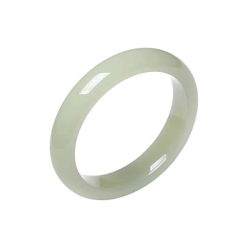 Seven Little Craftsmen Hetian Jade Bangles Pale Greenish White Jade Women's-0