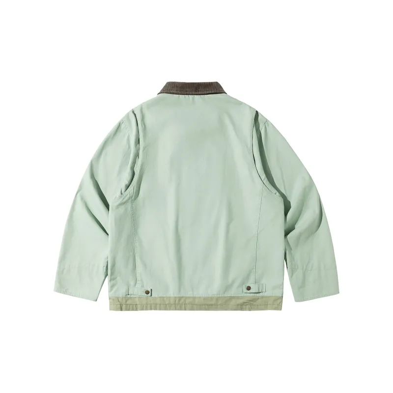 PAZZO Color Block Lapel Detroit Workwear Jacket Women's Mint Green-1
