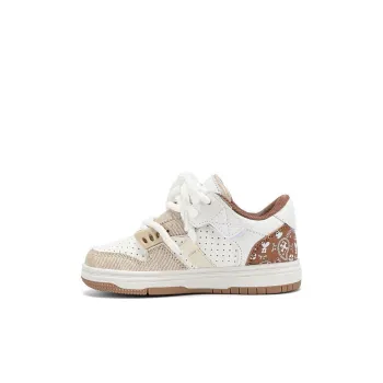 PAUL FRANK Lightweight Cushioning Low Top Kids' Skateboarding Shoes Brown White Kids'