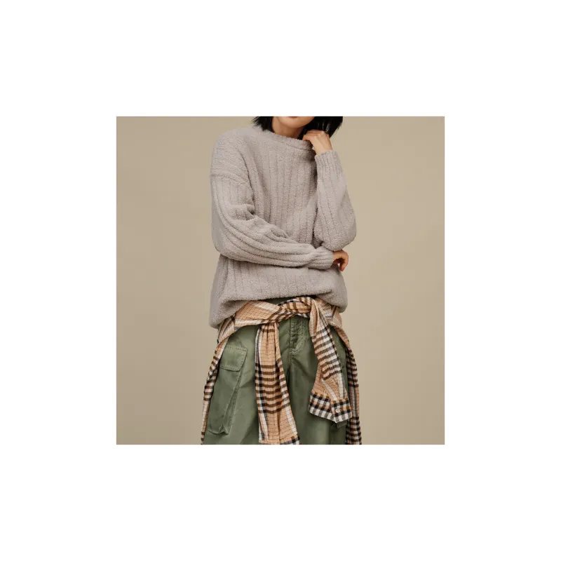 UGG FW24 Riz Rib Top Knitwear Women's Granite Color-1