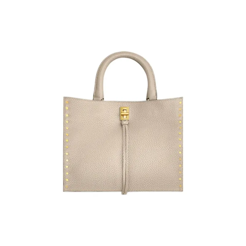 REBECCA MINKOFF Suede Leather Tote Bag Shopping Bag Shoulder Bag Crossbody Bag Handbag Small Size Women's Gray White-0