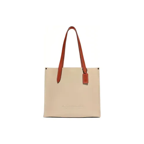 COACH Relay Cow Split Leather second Munich Bag Shopping Bag Shoulder Bag Handbag Large Size Men's Cream White