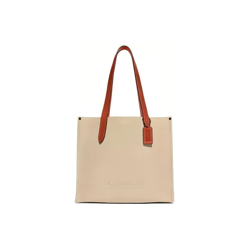COACH Relay Cow Split Leather Tote Bag Shopping Bag Shoulder Bag Handbag Large Size Men's Cream White-0