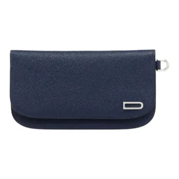 Delvau Alpina Calf Grain Calfskin Wallet Women's Blue