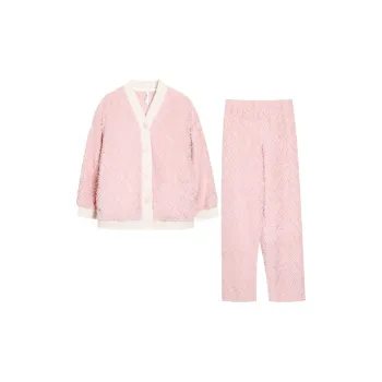 Red Beans At Home Pajama Set Women's Milk Foam Pink