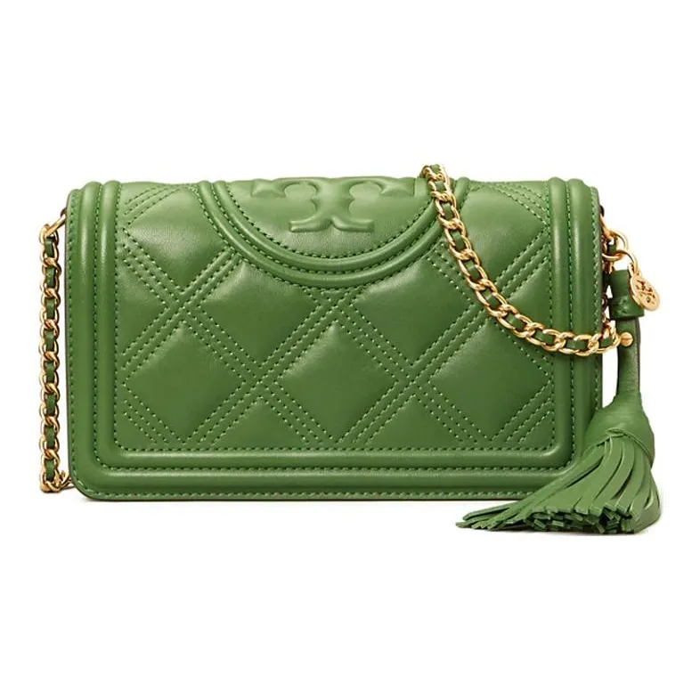 TORY BURCH Fleming Sheepskin Crossbody Bag Trumpets Women's Green-1