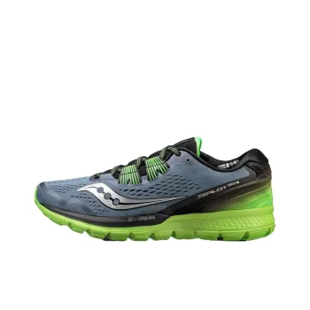 Saucony Zealot Iso 3 Shock Absorbers With Slip Resistant Features Low Top Running Shoes Men's Gray Black Green