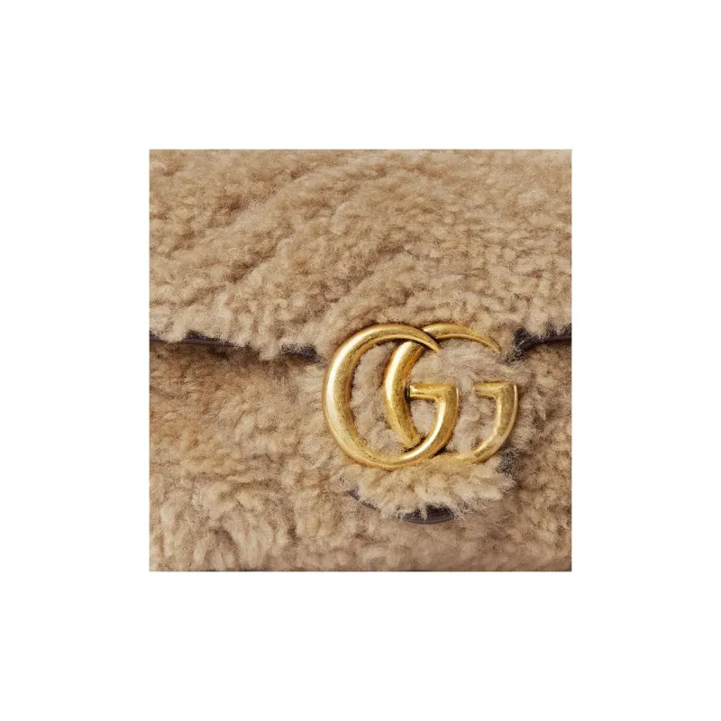 GUCCI Marmont Wool Shoulder Bag, Crossbody Bag Extra Mini Women's Light Brown-6