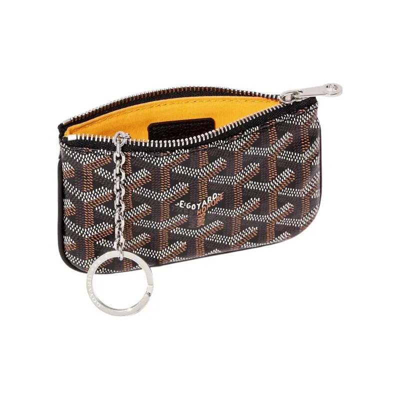 GOYARD Canvas With Calfskin Key Pouch Unisex Black-1