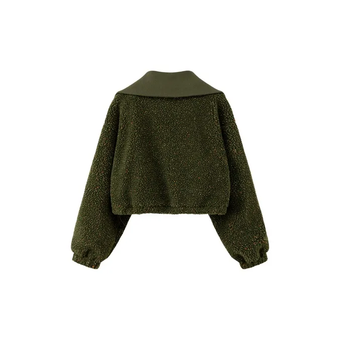 CHUU Cropped Coat Women's Dark Green-1