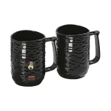 Yi Mai Round Cup-Black × 2+Cookie Dog Sticker × 2