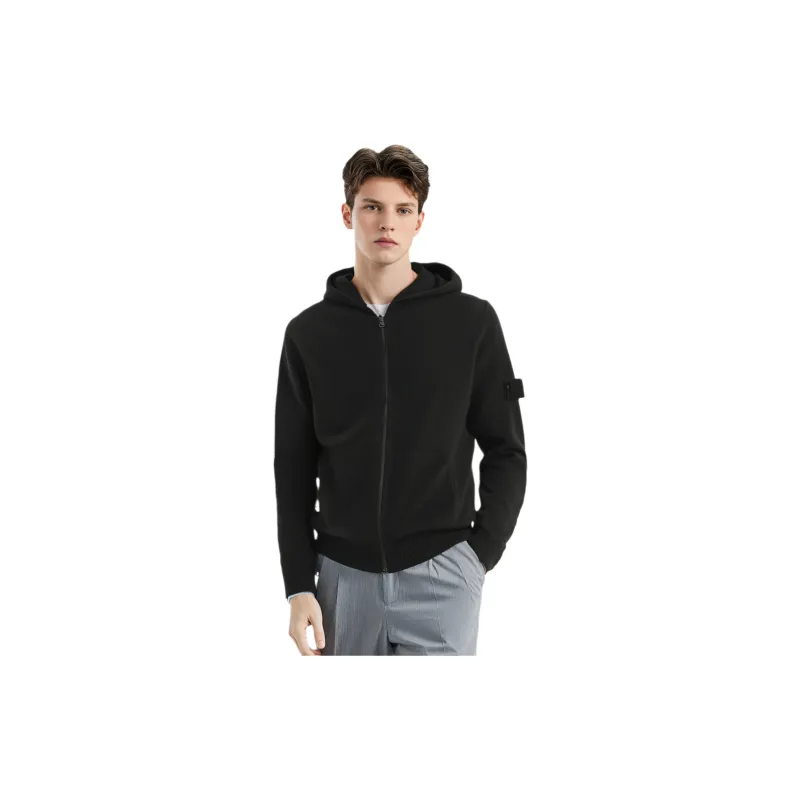 STONE ISLAND Logo Patch Knitted Cardigan-2