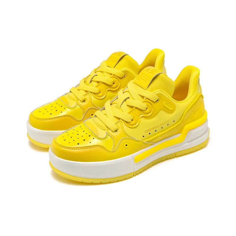 ONEMIX Coverage Moisture Wicking Impact Resistance Support Low Top Skateboard Shoes Unisex Yellow-2