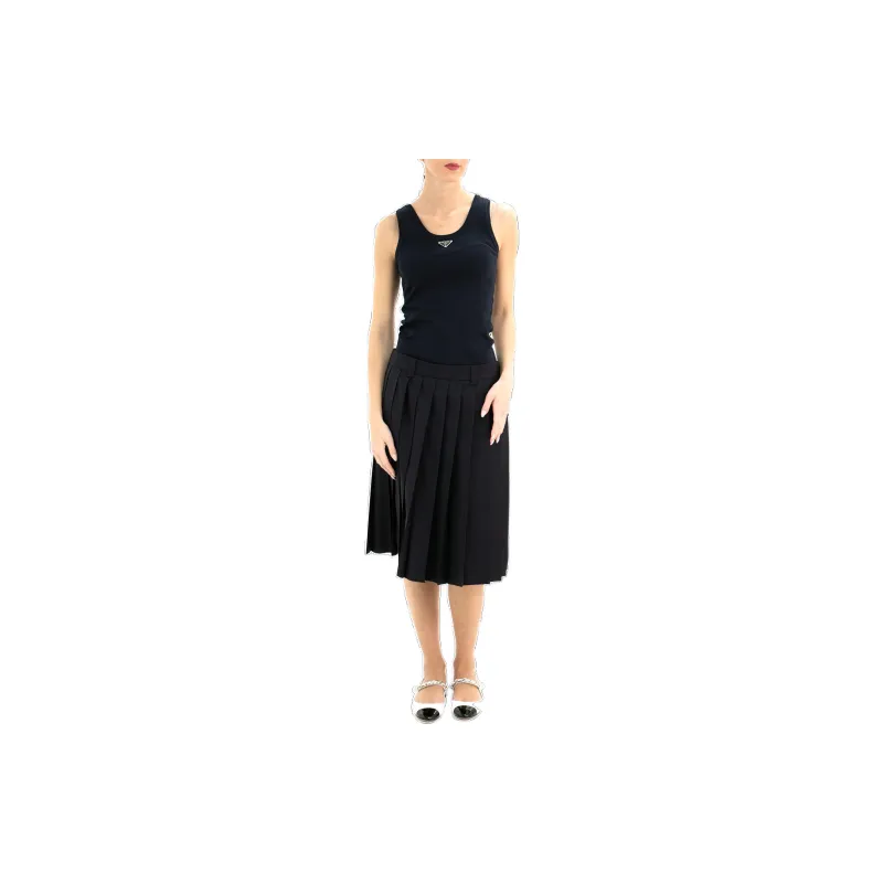 MIU MIU SS24 Casual Long Skirts Women's Navy-2