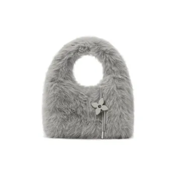SMFK Faux Fur Handbag Women's Dusty Gray
