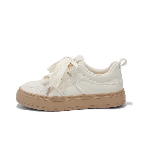 Yobn Warm And Lightweight Low Top Skateboard Shoes Women's Beige Khaki