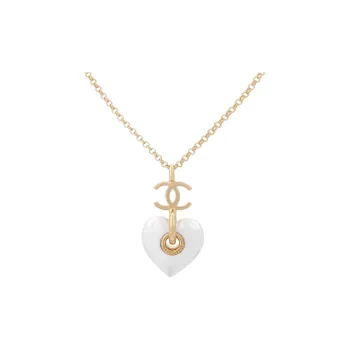 CHANEL Metal Resin Necklaces Women's Gold