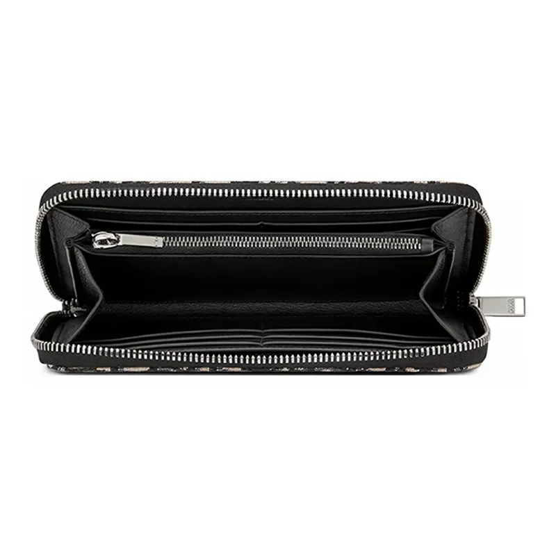 DIOR Cow Leather Wallet Clutch Unisex Black/Beige-6