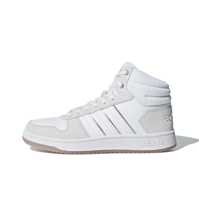 Adidas Hoops 2.0 Anti Slip Wear Resistant Mid Top Basketball Shoes Women's White-0