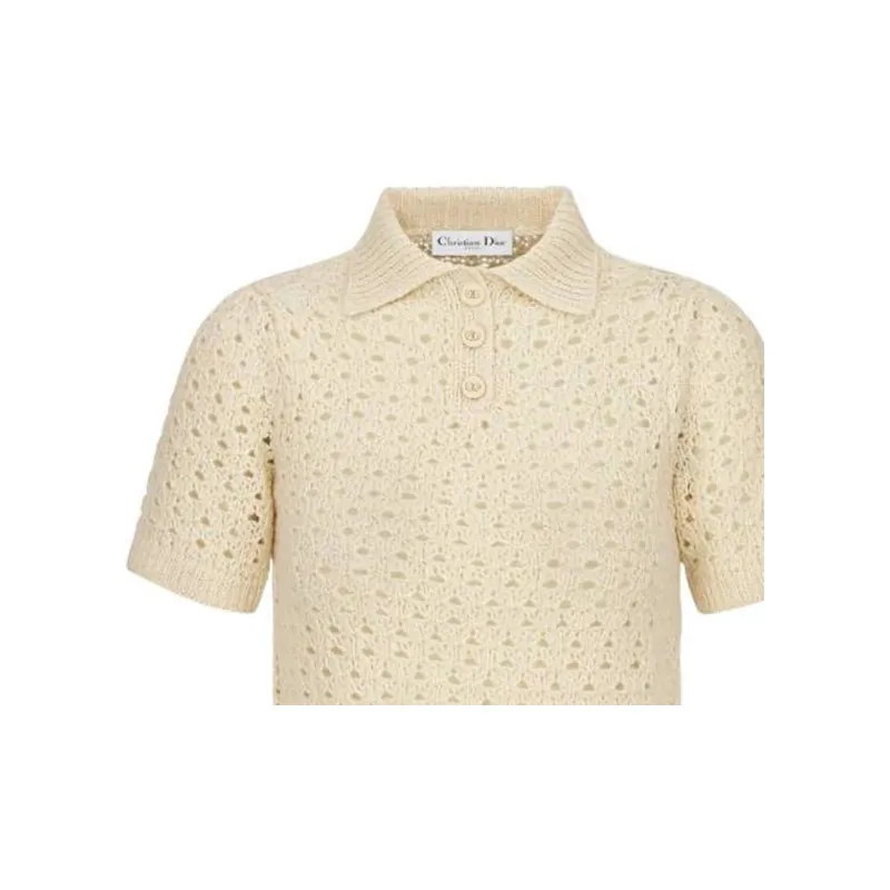 DIOR Macrocannage Polo Shirt Polo Shirt Women's Beige-2