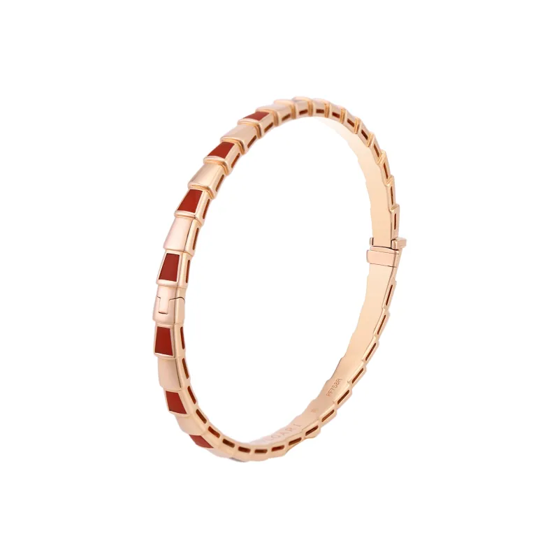 BVLGARI 18K Rose Gold Red Agate Bangles Women's Rose Gold-0