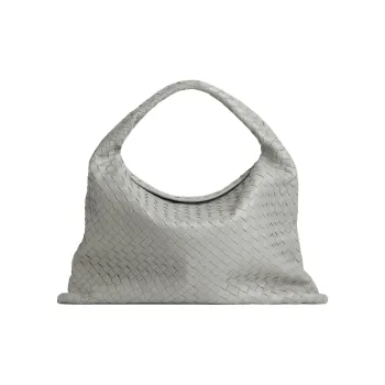 Bottega Veneta Calfskin One Shoulder Handbag Tubas Women's Sterling Silver Color