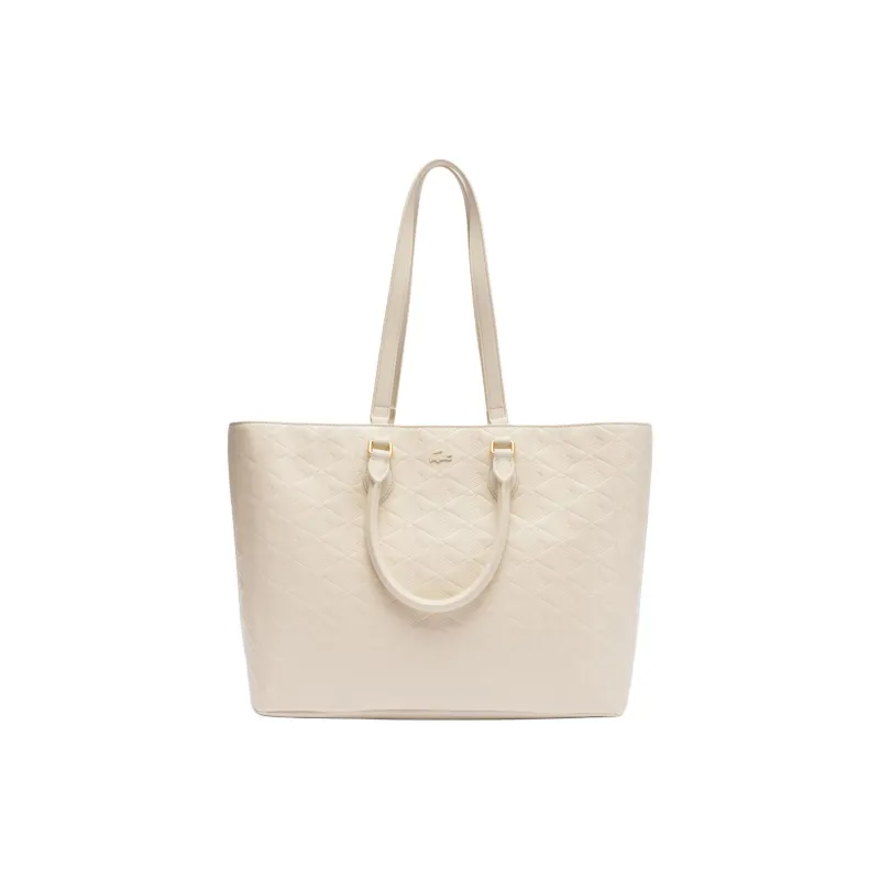 LACOSTE Cow Leather Tote Bag Shopping Bag Shoulder Bag Handbag Women's Bone White-0