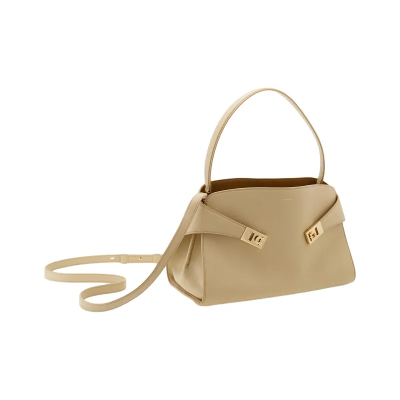FERRAGAMO Calfskin One Shoulder Handbags Small Size Women's Greige-3