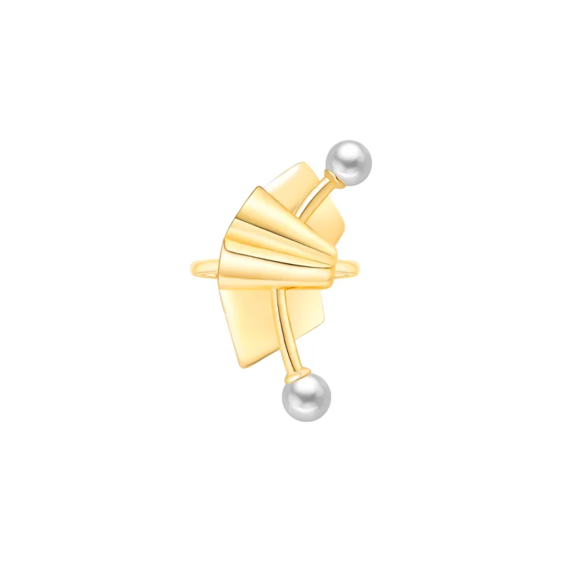 BABYBEI 925 Sterling Silver Pearl Gold Individual Elegant Creative Niche Design Rings Women's-1