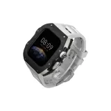 Black & Titanium Mid-Frame+White Strap with Silver Butterfly Clasp