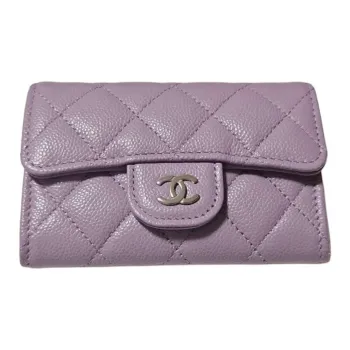 CHANEL Shiny Grain Embossed Cow Leather Card Holder Card Holder Women's StellaLou Purple