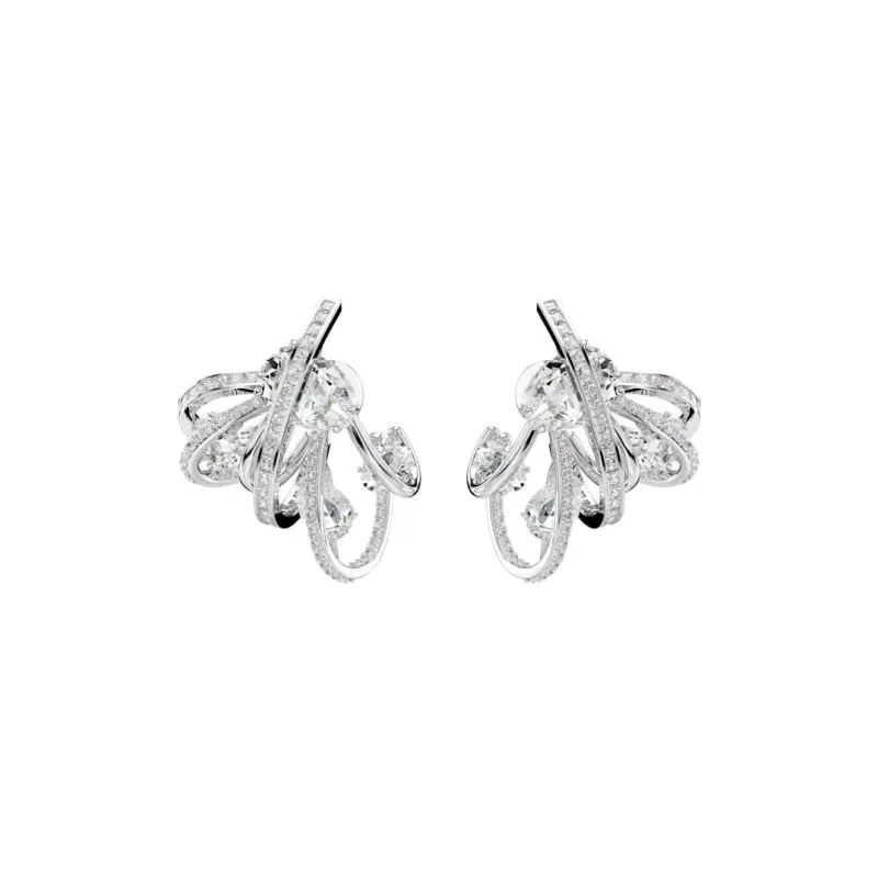 Swarovski Rhodium-Plated Clip-On Earrings Women's White-0