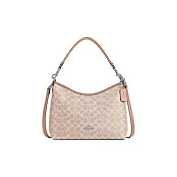 COACH Coated Canvas Portable Crossbody Bag Shoulder Bag Large Size Women's Sand & Gray Umber