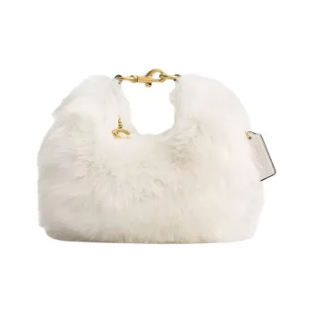 COACH Shearling Shoulder Bag Crossbody Bag Handbag Small Size Women's White