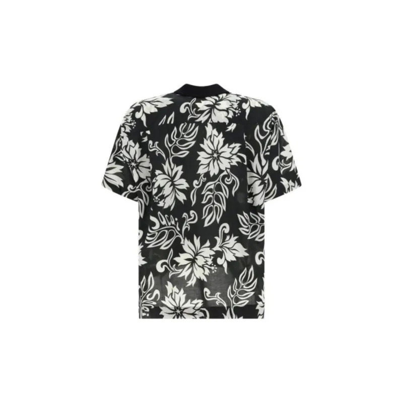 Sacai Allover Floral Printed Half-Zip Polo Shirt-1