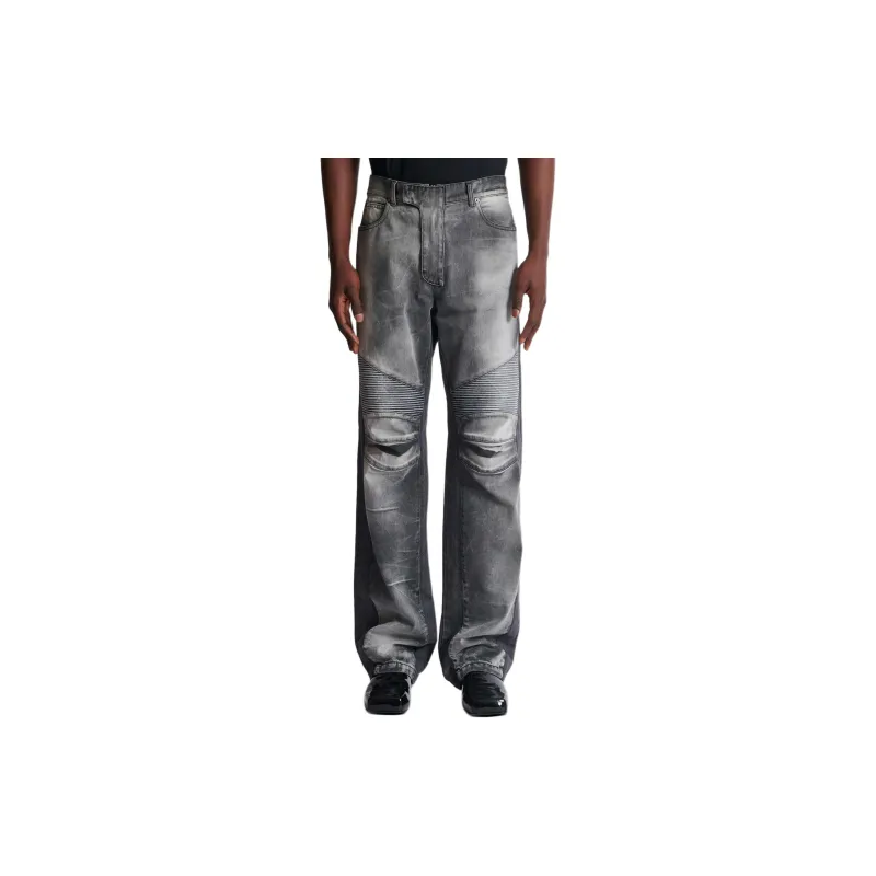 BALMAIN Ribbed knee Biker Jeans-3