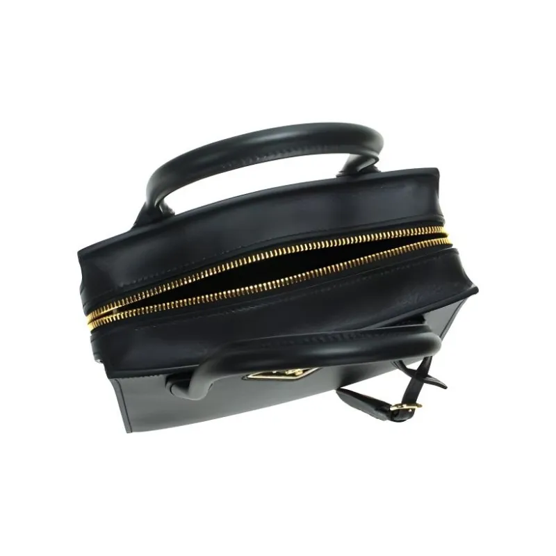 PRADA Saffiano Calfskin Handbag Shoulder Bag Crossbody Bag Small Size Women's Black-3