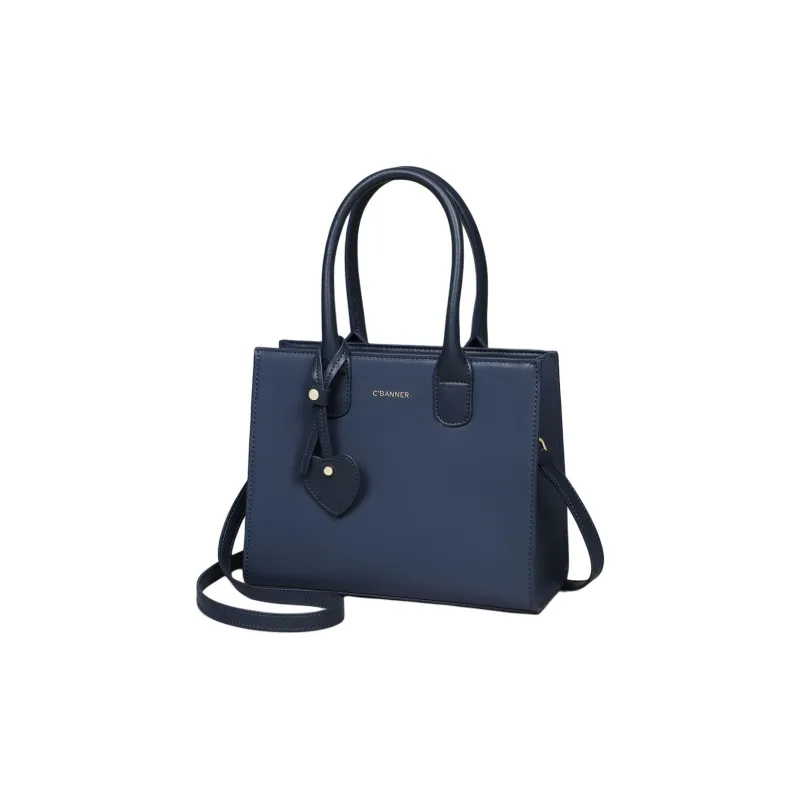 C°BANNER Split Cow Leather With Synthetic Leather Crossbody Handbag Regular Women's Blue-3