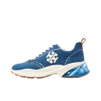 TORY BURCH Good Luck Distressed finish Denim Sneakers