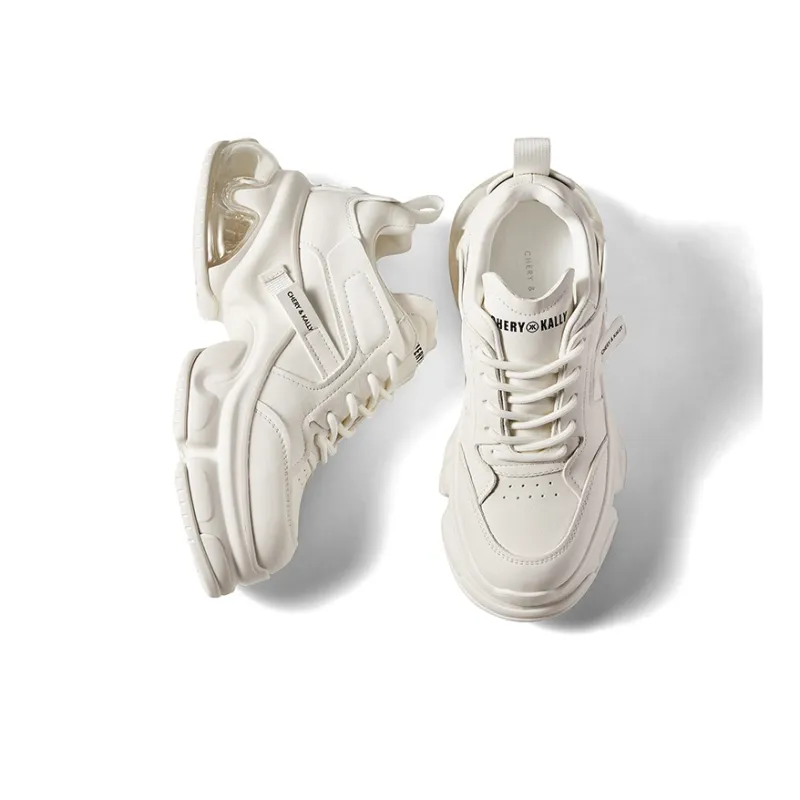 CHERYKALLY Anti Slip And Wear Resistant Height Increasing Low Top Chunky Sneakers Women's-2