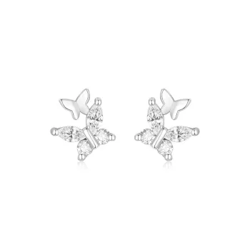 FR S925 Silver With Zircon Stud Earrings Women's