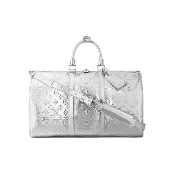 LOUIS VUITTON Leather One Shoulder Crossbody Portable Travel Bag Men's Silver