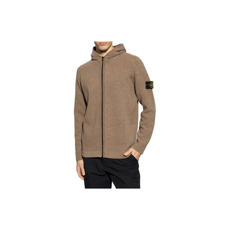 STONE ISLAND Logo Patch Hooded Cardigan-2